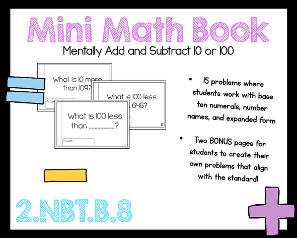 2nd Grade Math Mentally Add and Subtract 10 or 100 2.NBT.B.8