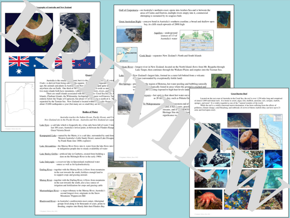 Australia and New Zealand Physical Geography Reference Sheet and Review