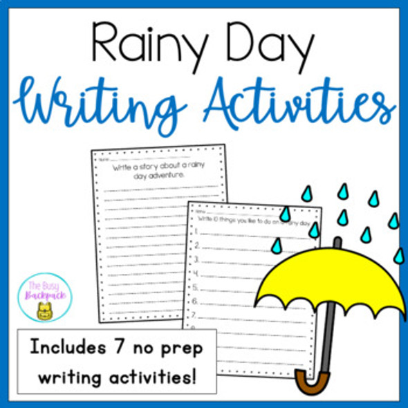 Writing Activity Pack Rainy Day 1st 2nd 3rd Grade