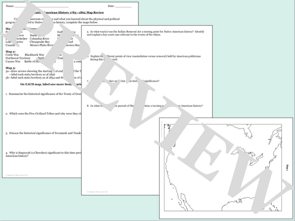 Native American History Map Activity 1783-1865