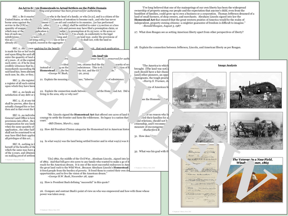 The Homestead Act of 1862 Text and Image Analysis