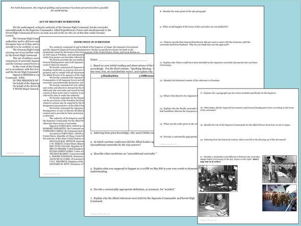Surrender of Germany and Japan WW2 Text and Image Analysis