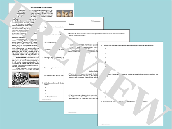 Ancient Egyptian Mummification Primary Source Analysis Activity