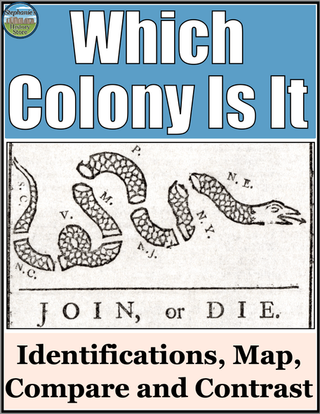 13 Colonies Colonial Regions Primary Source and Image Identifications Activity