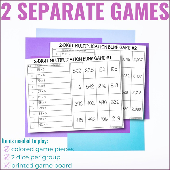 2 Digit by 1 Digit and 2 Digit by 2 Digit Multiplication Bump Game