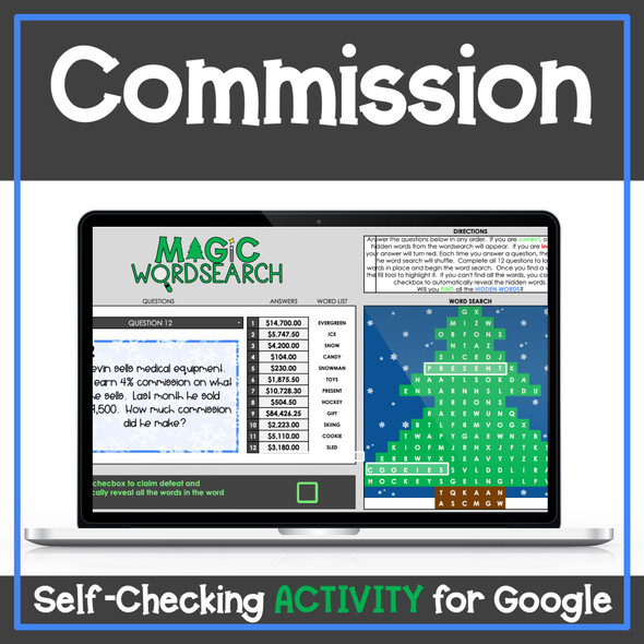 Commission Christmas - Holiday Digital Self-Checking Activity