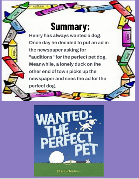 WANTED: THE PERFECT PET BY FIONA ROBERTON READING & WRITING PACKET