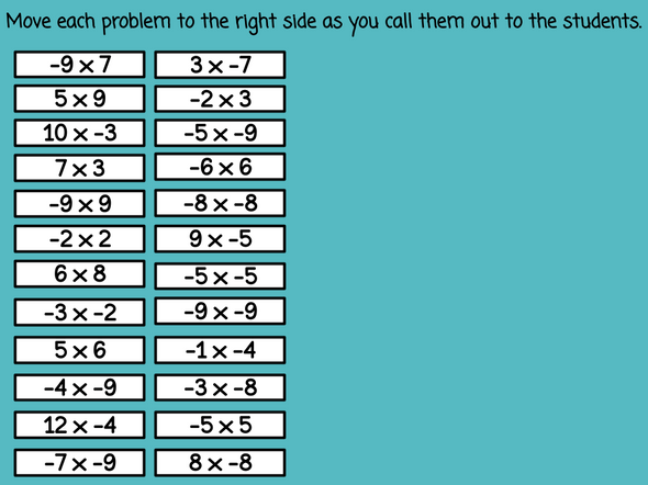 Easter Integer Multiplication Bingo