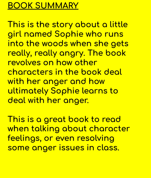 WHEN SOPHIE GETS ANGRY -- REALLY, REALLY, ANGRY READING RESOURCES & LESSONS