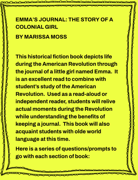 EMMA'S JOURNAL: THE STORY OF A COLONIAL GIRL LESSONS