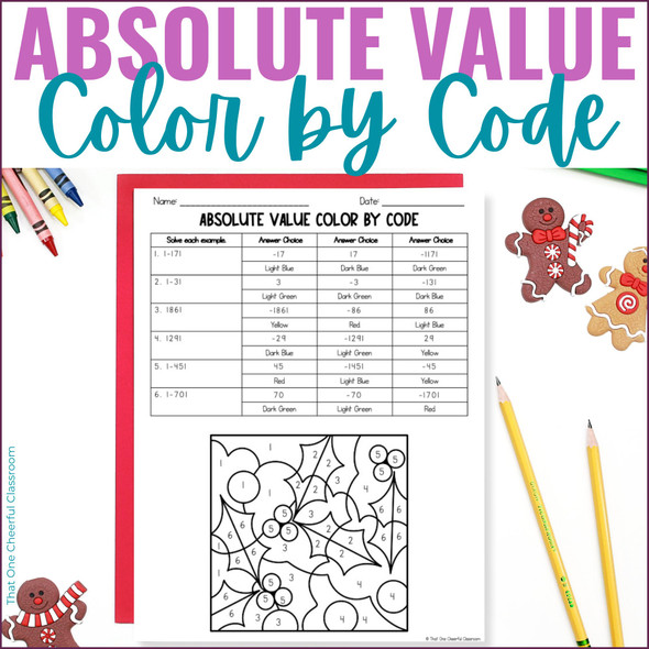 Christmas Absolute Value Color by Code