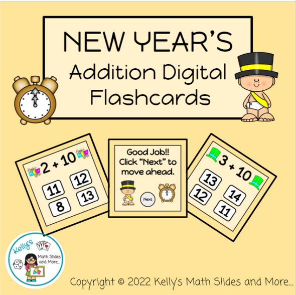 New Year's Digital Addition Flashcard Game