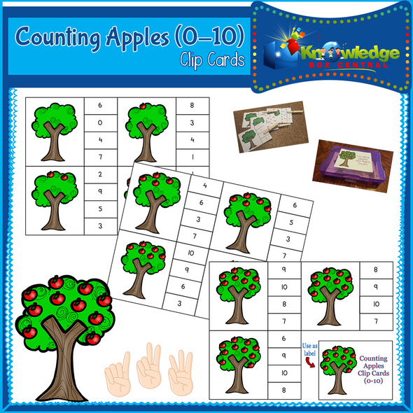 Counting Apples Clip Cards (0-10)