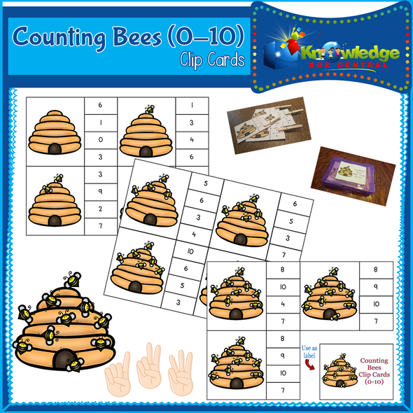 Counting Bees Clip Cards (0-10) 