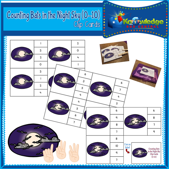 Counting Bats in the Night Sky Clip Cards (0-10) 