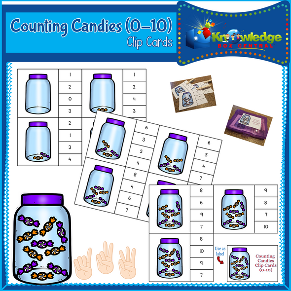Counting Candies Clip Cards (0-10) 