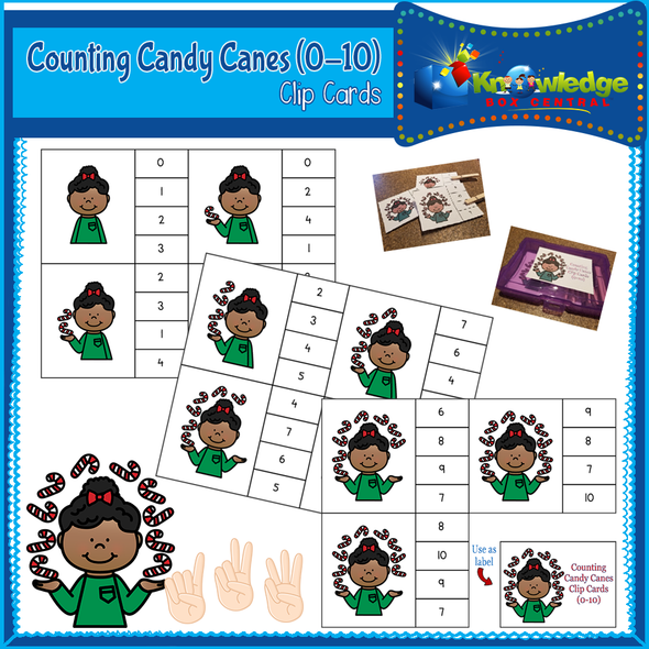 Counting Candy Canes Clip Cards (0-10) 