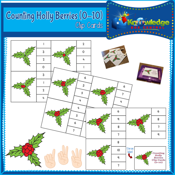 Counting Holly Berries Clip Cards (0-10) 