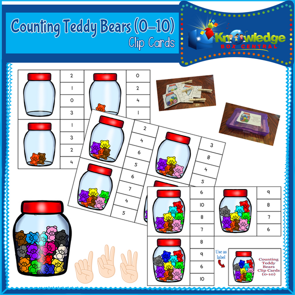 Counting Teddy Bears Clip Cards (0-10) 