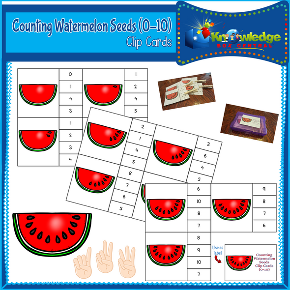 Counting Watermelon Seeds Clip Cards (0-10) 
