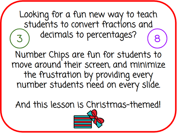 Christmas Percentages - Converting from Fractions and Decimals - Digital and Printable