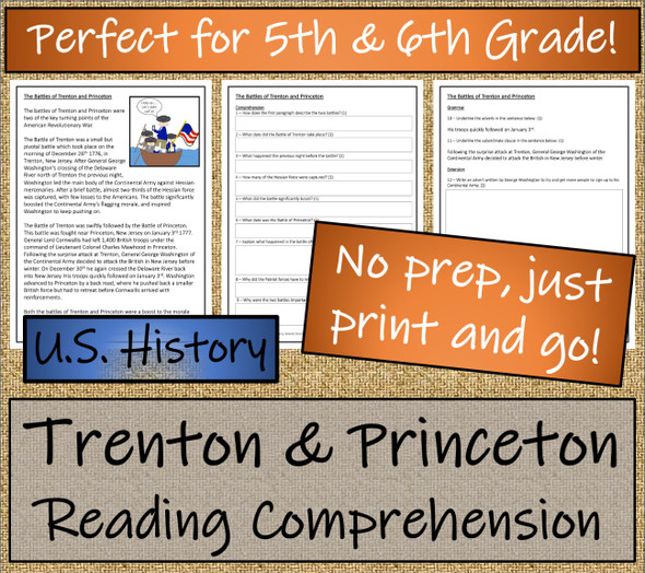 Battles of Trenton and Princeton Close Reading Activity | 5th Grade & 6th Grade