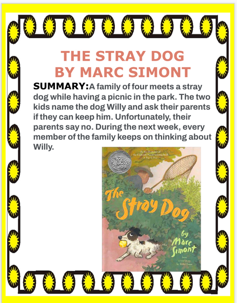 THE STRAY DOG by Marc Simont READING LESSONS & ACTIVITIES UNIT