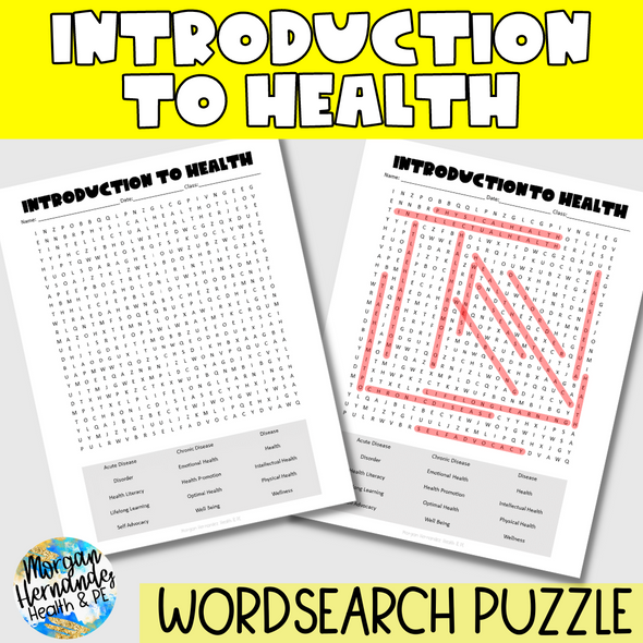 Introduction to Health Word Search | FREEBIE!
