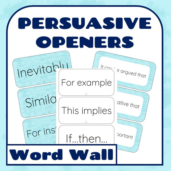 Persuasive Writing Openers Bulletin Board Display for VCOP