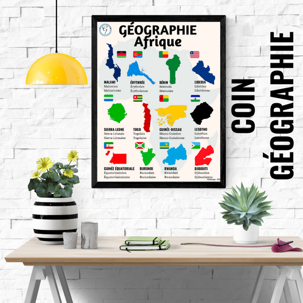 FRENCH Geography world countries and territories posters decor (US LETTER)