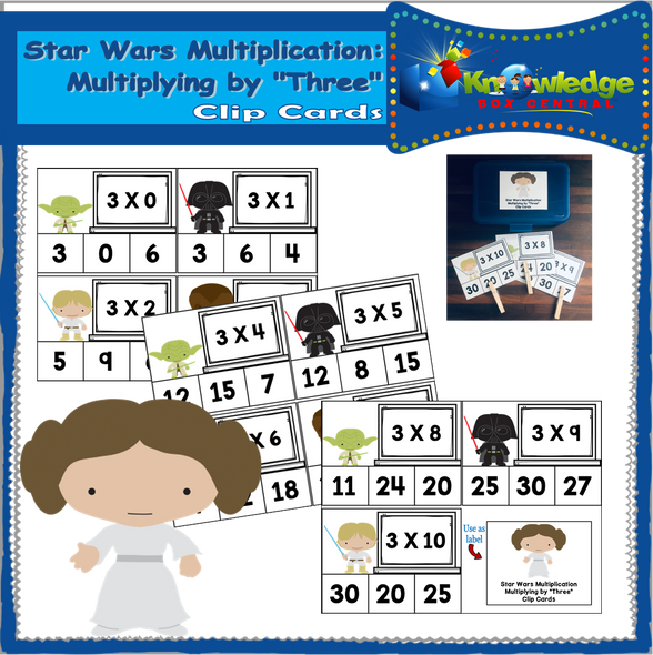 Star Wars Multiplication: Multiplying By THREE Clip Cards 