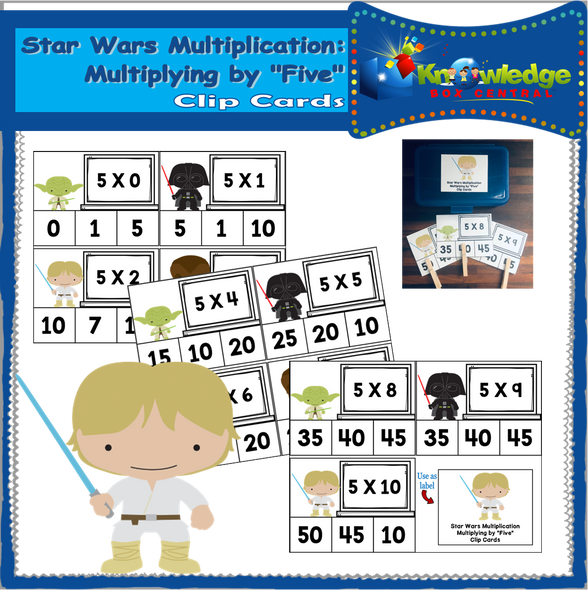 Star Wars Multiplication: Multiplying By FIVE Clip Cards 