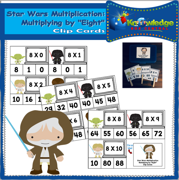 Star Wars Multiplication: Multiplying By EIGHT Clip Cards 