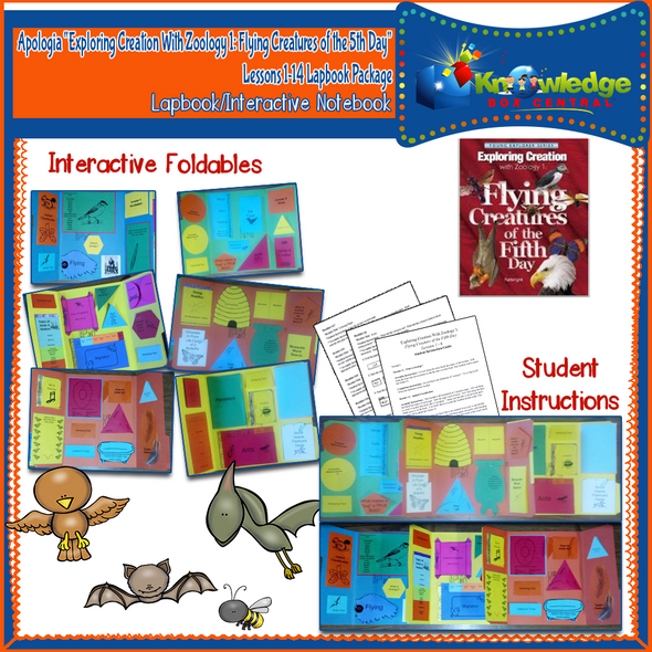 Apologia Exploring Creation w/ Zoology 1 : Flying Creatures of the 5th Day Lapbook Package (Lessons 1-14) 