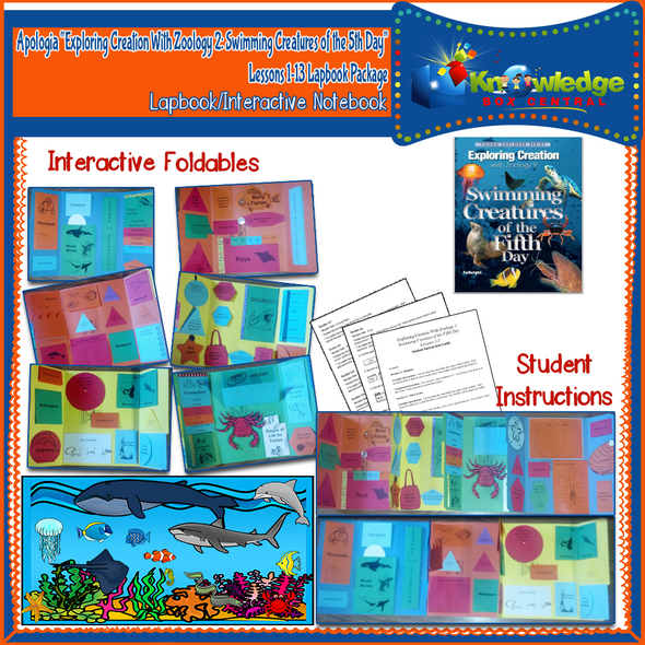 Apologia Exploring Creation w/ Zoology 2: Swimming Creatures of the 5th Day Lapbook Package (Lessons 1-13) 