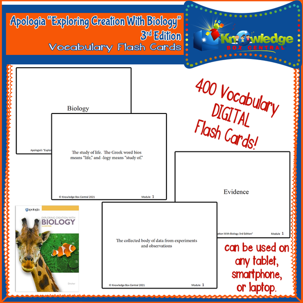 Apologia Exploring Creation With Biology 3rd Edition Vocabulary Flash Cards - TABLET VERSION