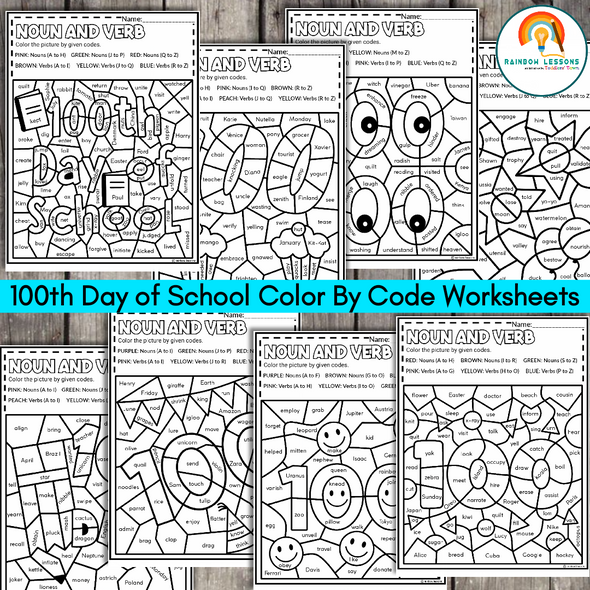 100th Day of School Activities | 100th Day of School Coloring Sheets | Grammar