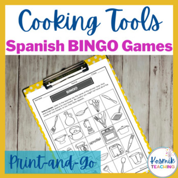 Spanish Cooking Vocabulary BINGO Activity