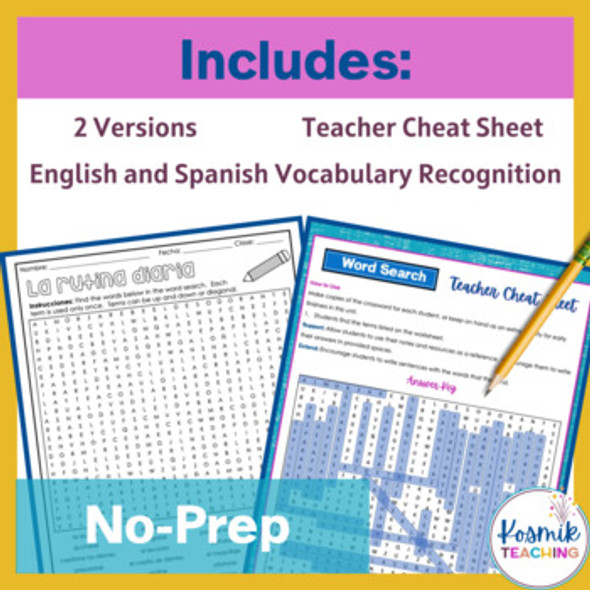 Rutina Diaria Spanish Daily Routine Word Search Rutina Diaria Spanish Daily Routine Word Search
