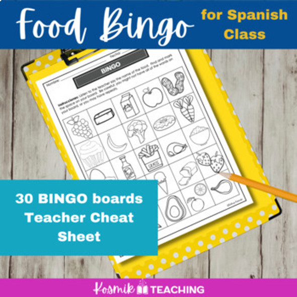 La Comida Spanish Food Vocabulary Bingo Activity