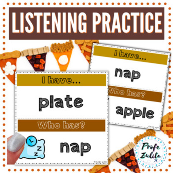 Thanksgiving I have who has Vocab Game - 35 cards ESL / Newcomer / Elementary