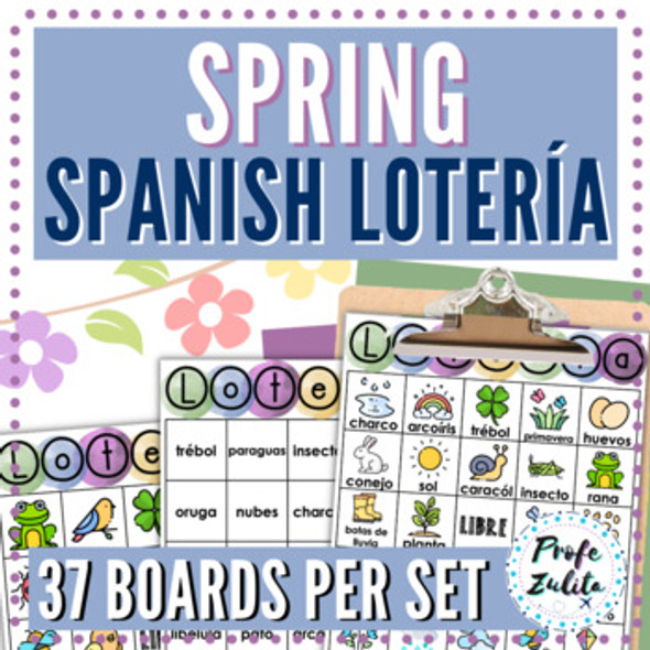 Spring Lotería Game for Spanish Class La Primavera Activity