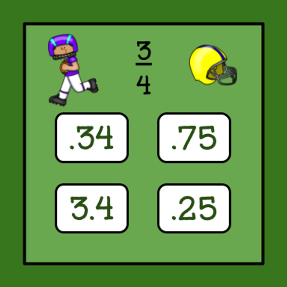 Super Bowl/Football Fractions/Decimals/Percentages Slide Game