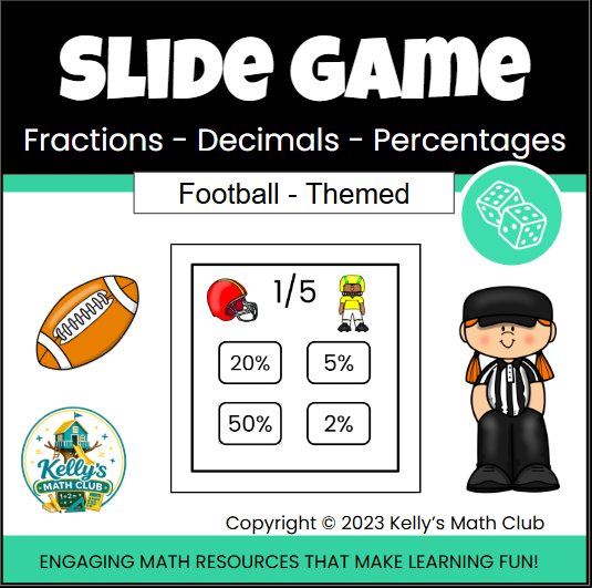 Super Bowl/Football Fractions/Decimals/Percentages Slide Game - Google Slides & Power Point