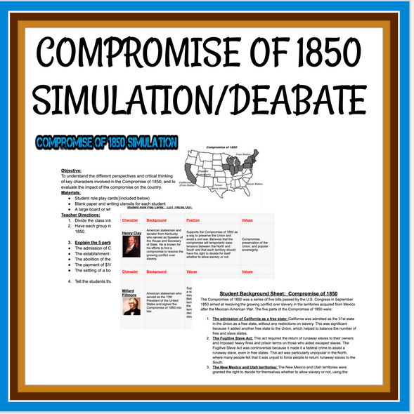 Compromise of 1850 Simulation/Debate