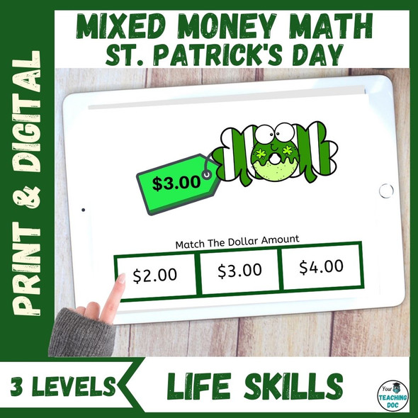 St. Patrick's Day Mixed Money Math Comprehensive Unit