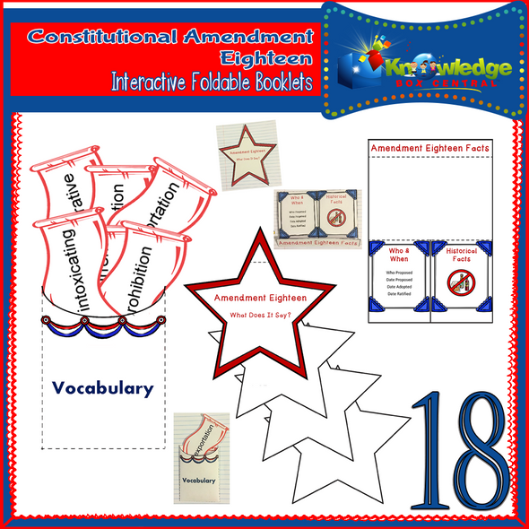 Constitutional Amendment Eighteen Interactive Foldable Booklets 