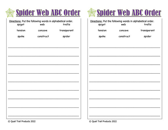 Spider Web Thematic Unit  Worksheets and Activities