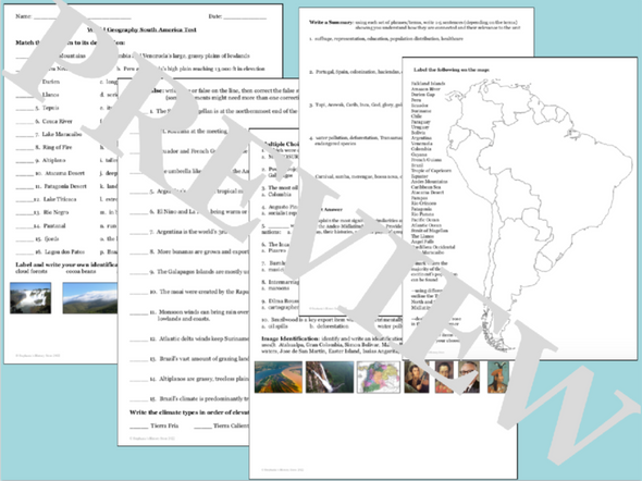 South America World Geography Test