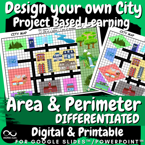 Area and Perimeter Project Based Learning Design your own CITY | Math Enrichment